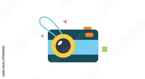 Cute Cartoon Illustration of a Simple Camera.