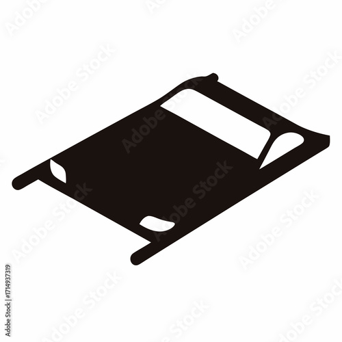 Isometric silhouette illustration of a hospital stretcher for medical emergencies