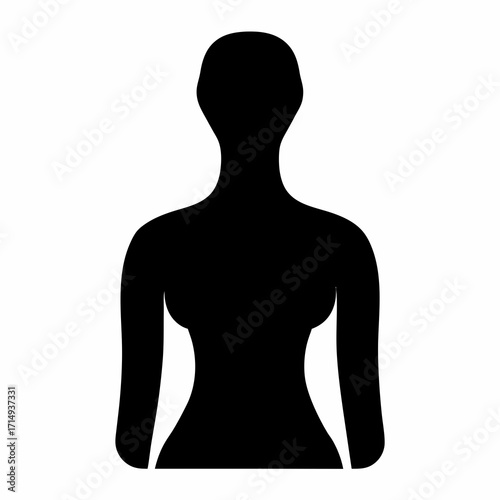 Abstract minimalist silhouette of a woman's body, black on white background