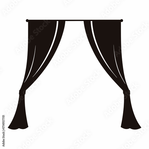 Elegant black curtain silhouette with a simple design and theatrical flair