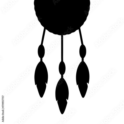 A black silhouette of a Native American dream catcher design icon