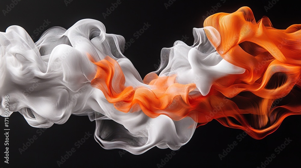 Fototapeta premium A mesmerizing dance of ethereal white and vibrant orange currents flowing together like a dream unfolding on a