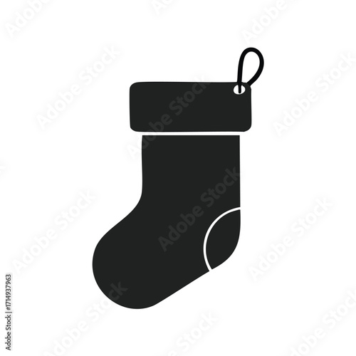 Black Silhouette of a Christmas Stocking Keywords: christmas stocking, holiday, festive
