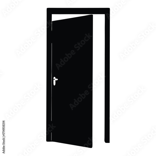Open Doorway, Silhouette of Exit and Opportunity, Black and White Image