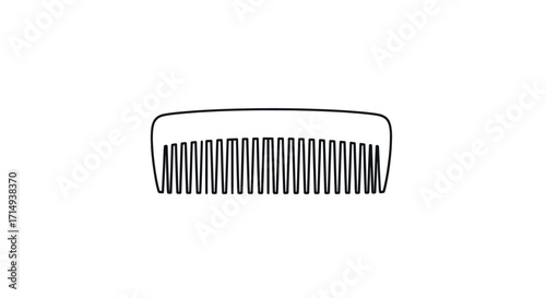 Simple Black Outline of a Hair Comb on White Background.