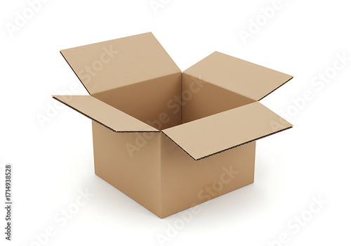 Open Brown Cardboard Box Illustration Package, Delivery, and Storage Solution