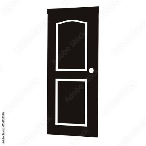 Black and White Interior Door with Paneling and Round Door Knob