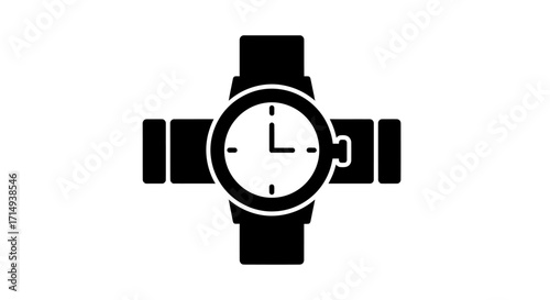 Black and White Watch with Cross-Shaped Straps.