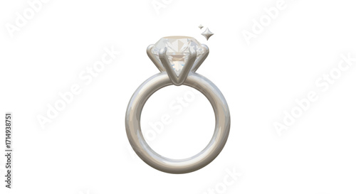 Sparkling Diamond Engagement Ring with Silver Band.