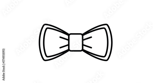Simple Black and White Bow Tie Outline Illustration.