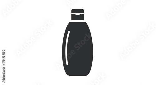 Simple Black Shampoo Bottle Icon with Flip-Top Cap.