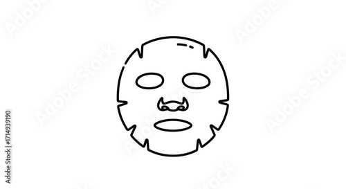 Sheet Mask Outline Icon for Skincare and Beauty Treatment.