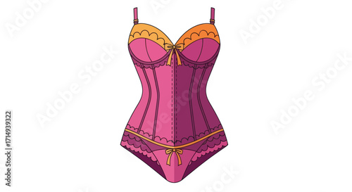 Elegant Victorian-Style Corset Lingerie Set.