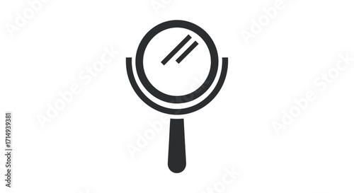 Simple Black Silhouette of a Handheld Mirror with a Reflective Surface.