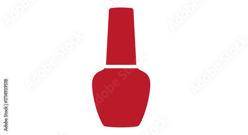 A simple flat vector icon of a classic red nail polish bottle for beauty and cosmetics.