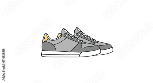 Stylish Gray Suede and Fabric Low-Top Sneakers.