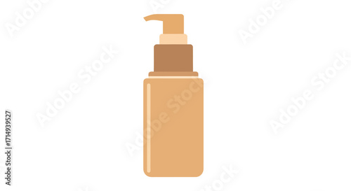 Beige Rectangular Pump Bottle for Skincare Product.