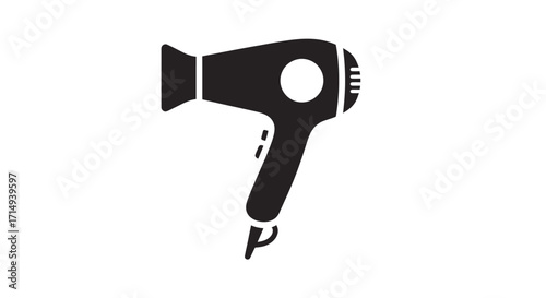 Simple black silhouette icon of a handheld electric hairdryer appliance.