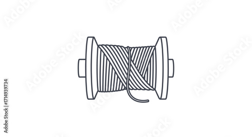 Line art illustration of a sewing thread spool.