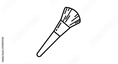 Simple Black Line Drawing of a Makeup Brush.