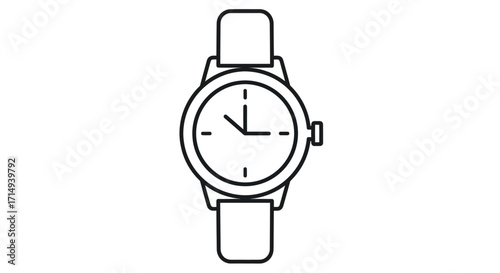 Simple Black and White Wristwatch with Leather Strap.