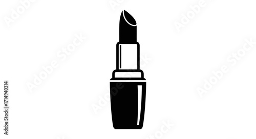 Black Lipstick Icon with Silver Casing and Angled Tip.