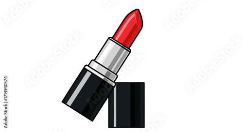 Red Lipstick with Black and Silver Case Open.