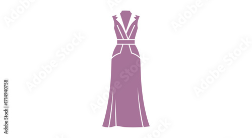 Elegant Purple Sleeveless Evening Gown Illustration.