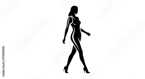 Elegant Woman Silhouette Walking in Stylish Heels.