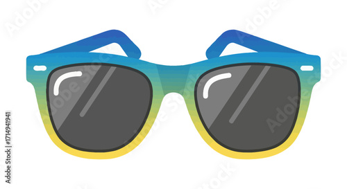 Stylish Gradient Sunglasses with Dark Lenses and Blue Arms.