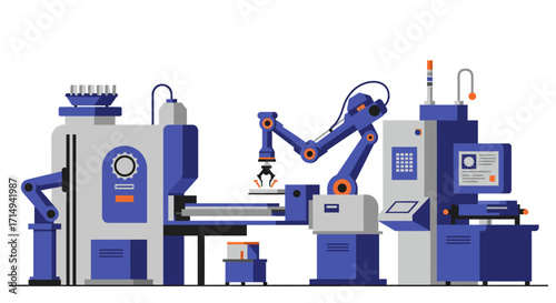 Advanced industrial automation with modern robotic technology in manufacturing
