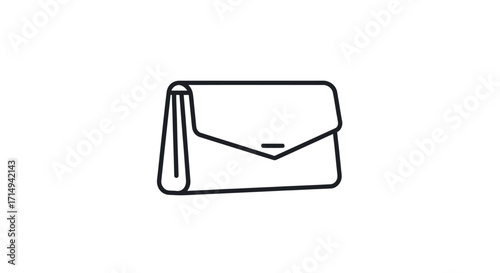 Simple Line Drawing of a Flap Clutch Purse.