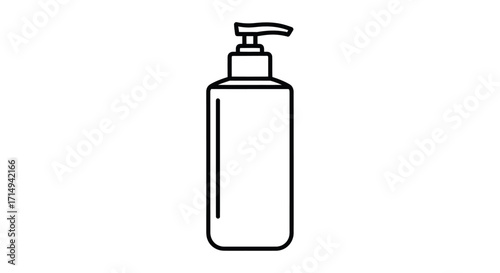 Simple Black and White Liquid Soap Dispenser Outline.