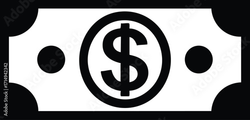 Dollar symbol money banknote icon simple black vector illustration for finance and payment concepts 