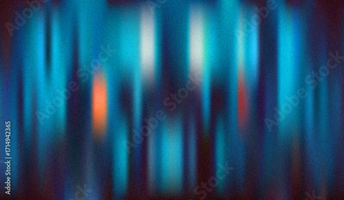 Abstract Teal and Orange Vertical Blurred Light Streaks Background with Noise Texture, Modern Digital Art, Night City Vibe.
