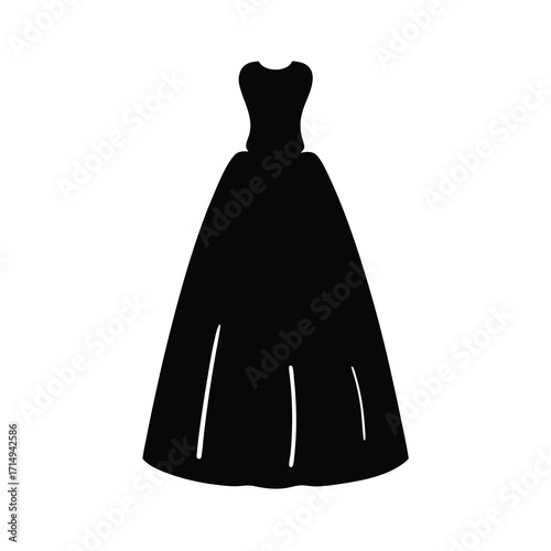 Elegant black ball gown silhouette, sophisticated formal wear, design element