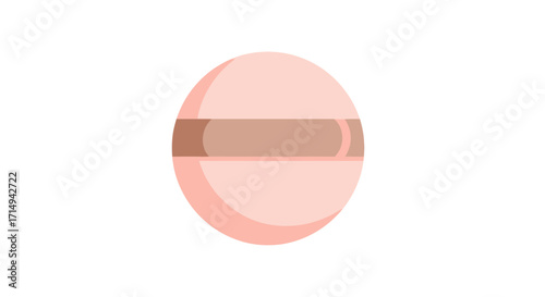 Pink Powder Puff with Brown Band for Makeup Application.