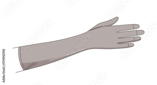Illustration of a Long Grey Protective Glove with Extended Sleeve.