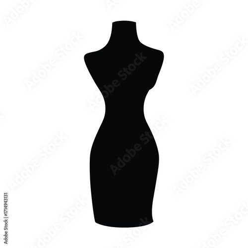 Silhouette of a classic women's dress form, perfect for fashion design illustration