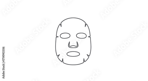 Simple Outline of a Sheet Face Mask for Skincare.
