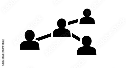 Silhouette network of connected people: simple social connection icon