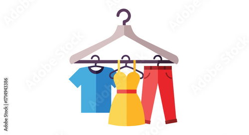 Three garments hanging on a wooden clothes hanger.