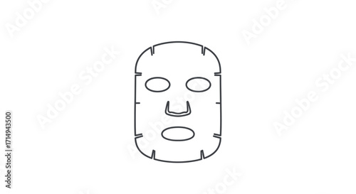 Simple Outline of a Facial Sheet Mask for Skincare.