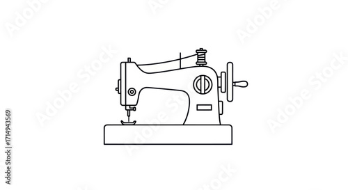 Vintage Sewing Machine Outline Illustration.