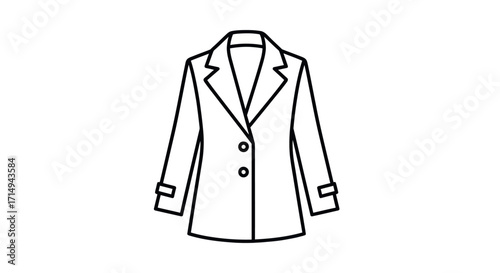 Simple Black Outline Illustration of a Womens Blazer.