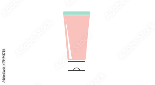 Pink Cosmetic Cream Tube with Light Green Cap and Detached Black Cap.