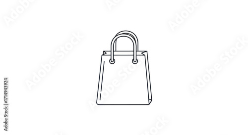Simple Line Drawing of a Classic Handbag with Two Handles.