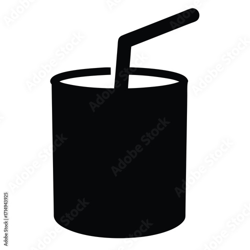 Silhouette illustration of a beverage in a cup with a straw