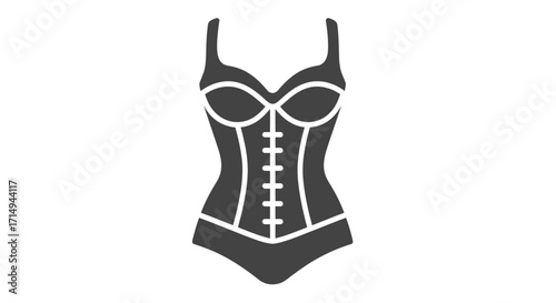Elegant Black Corset Silhouette with White Accents and Straps.