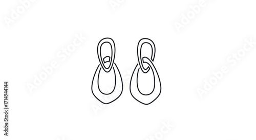Pair of Abstract Oval-Shaped Dangle Earrings.